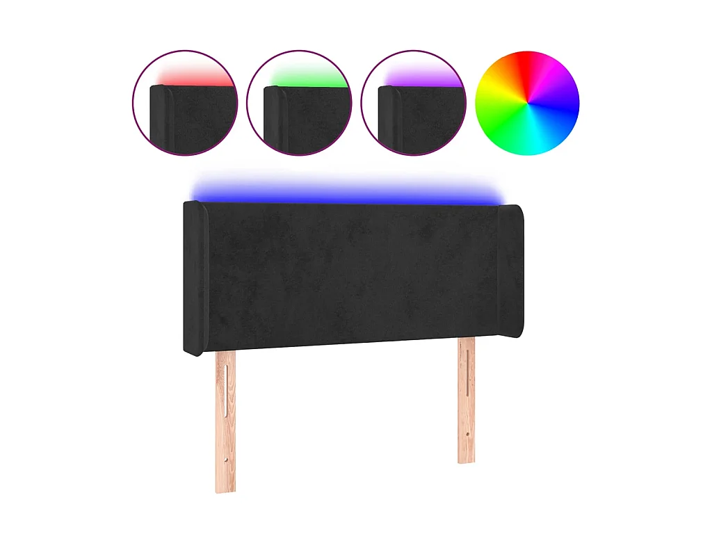 Tête de lit à LED Noir 93x16x78/88 cm Velours POI16077 BonneVie Meuble