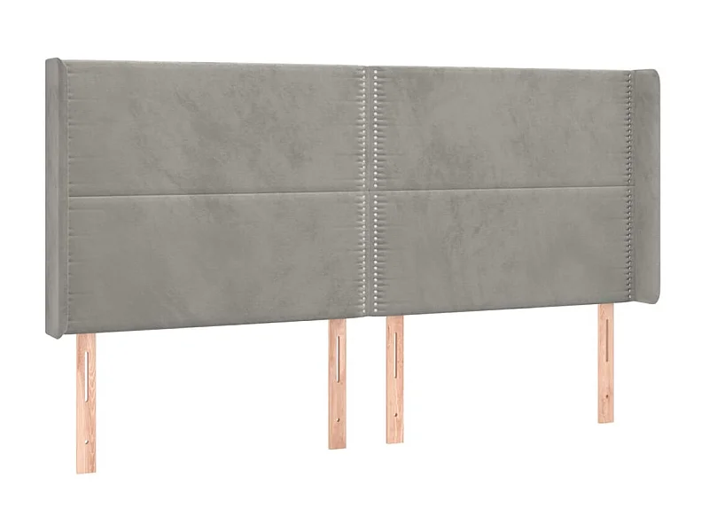 Cabeceira cama c/ abas veludo 203x16x118/128 cm cinzento-claro PT696050