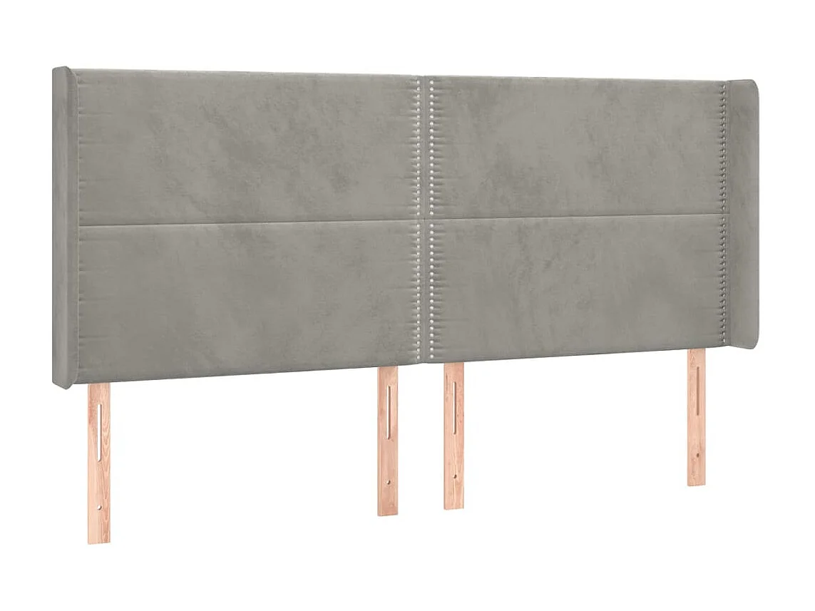 Tête de lit avec oreilles Gris clair 203x16x118/128 cm Velours POI81052 BonneVie Meuble