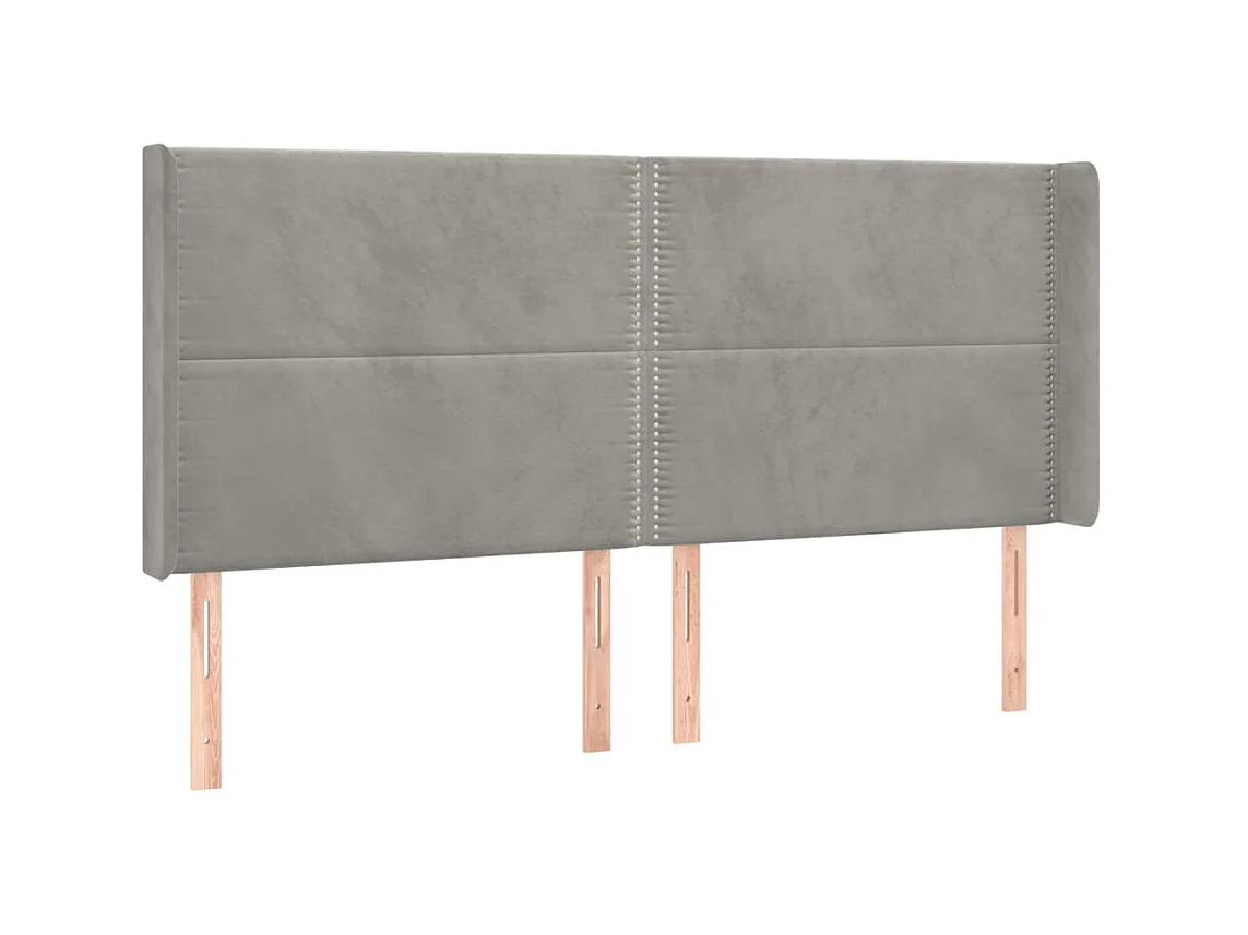 Testiera | Testata del letto ad Orecchio Grigio Chiaro 203x16x118/128 cm in Velluto