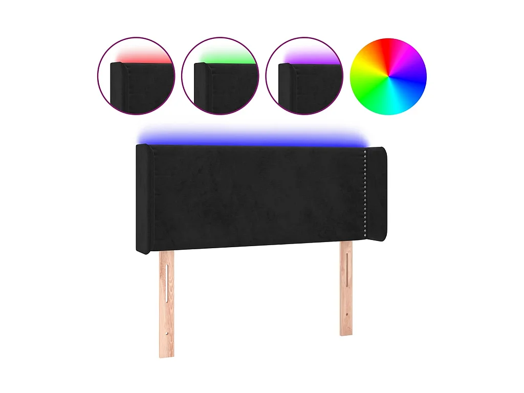 Tête de lit à LED Noir 83x16x78/88 cm Velours POI61305 BonneVie Meuble