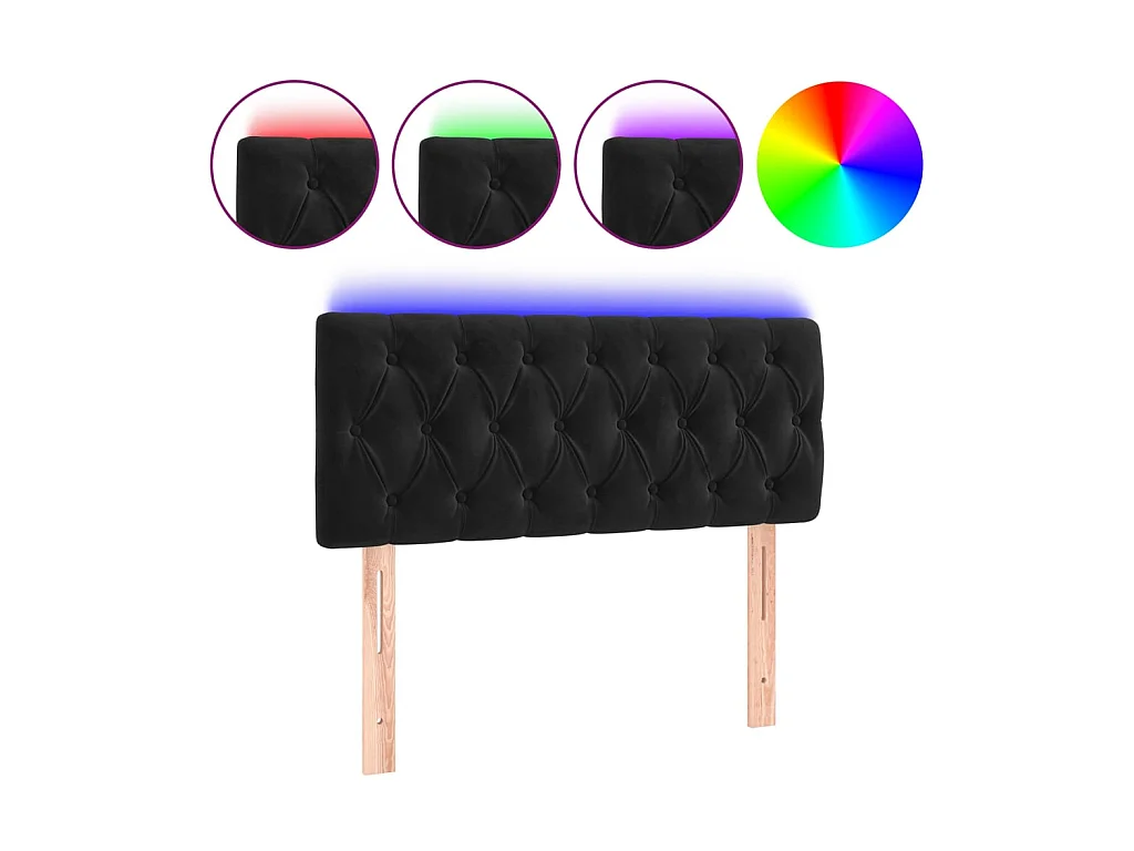 Tête de lit à LED Noir 90x7x78/88 cm Velours POI66908 BonneVie Meuble