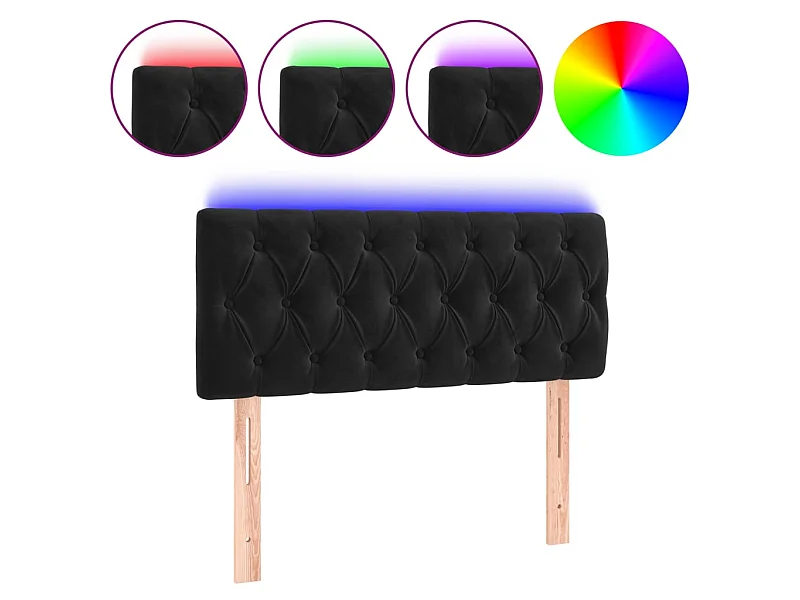 Tête de lit à LED Noir 90x7x78/88 cm Velours POI66908 BonneVie Meuble