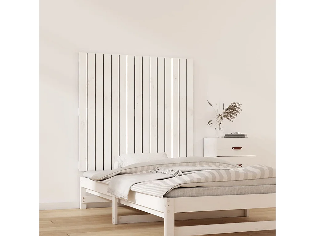 Cabeceira de parede 95,5x3x90 cm madeira de pinho maciça branco PT232970