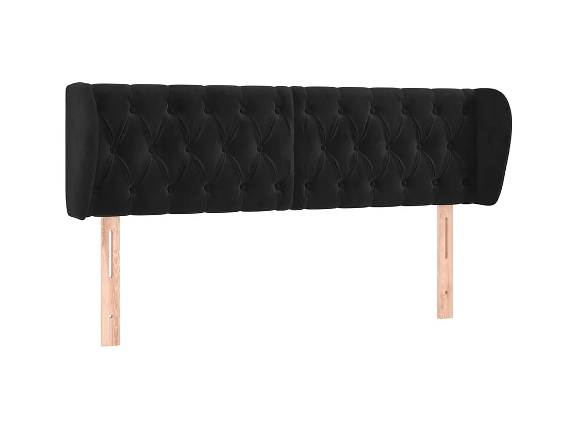 Tête de lit avec oreilles Noir 163x23x78/88 cm Velours POI82264 BonneVie Meuble