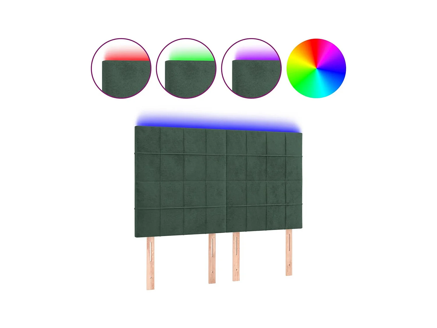 Tête de lit à LED Vert foncé 144x5x118/128 cm Velours POI62840 BonneVie Meuble