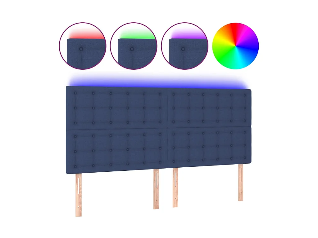 Tête de lit à LED Bleu 160x5x118/128 cm Tissu POI22334 BonneVie Meuble