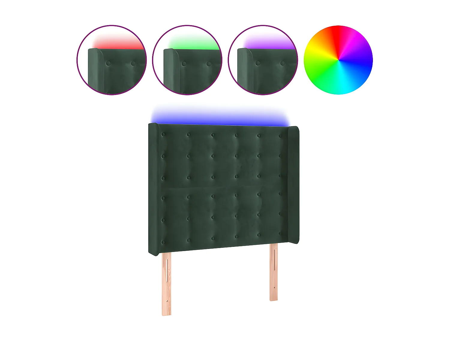 Tête de lit à LED Vert foncé 103x16x118,128 cm Velours LKC42623 BonneVie Meuble