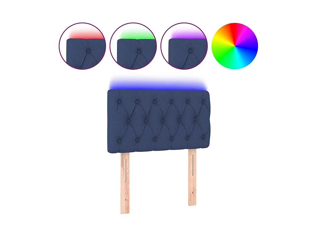 Tête de lit à LED Bleu 80x7x78/88 cm Tissu POI63258 BonneVie Meuble