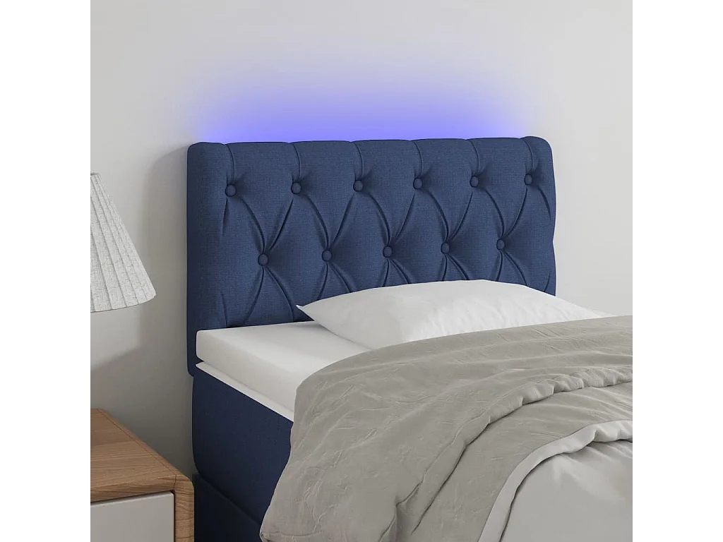 Tête de lit à LED Bleu 80x7x78/88 cm Tissu POI63258 BonneVie Meuble
