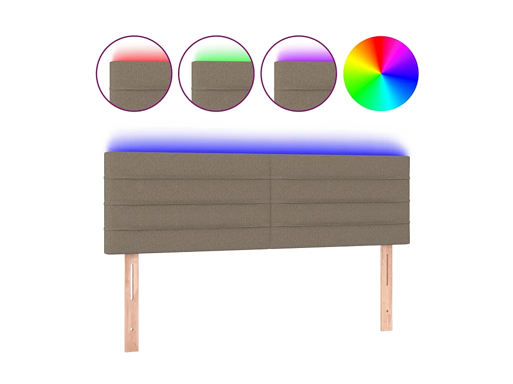 Testiera | Testata del letto a LED Tortora 144x5x78/88 cm in Tessuto