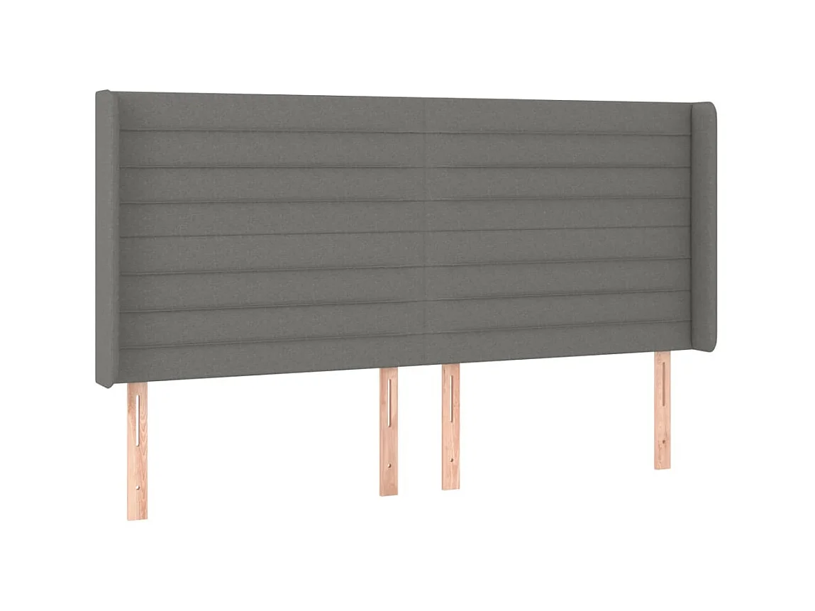 Tête de lit avec oreilles Gris foncé 203x16x118/128 cm Tissu POI30863 BonneVie Meuble