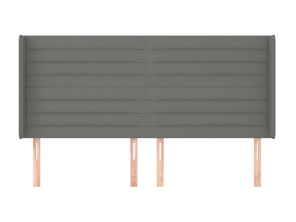 Tête de lit avec oreilles Gris foncé 203x16x118/128 cm Tissu POI30863 BonneVie Meuble