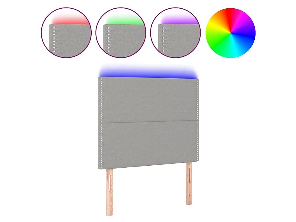 Tête de lit à LED Gris clair 100x5x118/128 cm Tissu POI72057 BonneVie Meuble