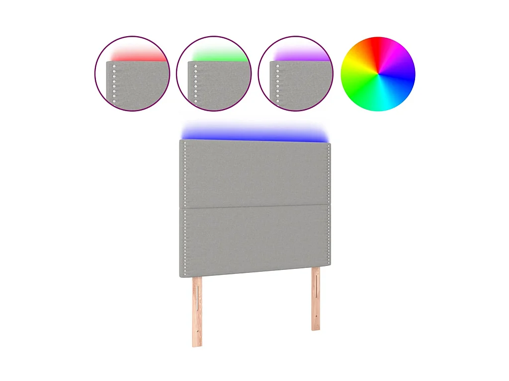 Tête de lit à LED Gris clair 100x5x118/128 cm Tissu POI72057 BonneVie Meuble
