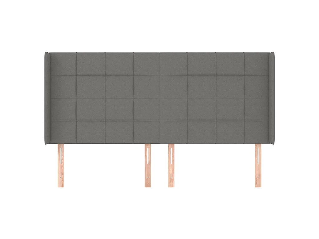 Tête de lit avec oreilles Gris foncé 163x16x118/128 cm Tissu POI62674 BonneVie Meuble