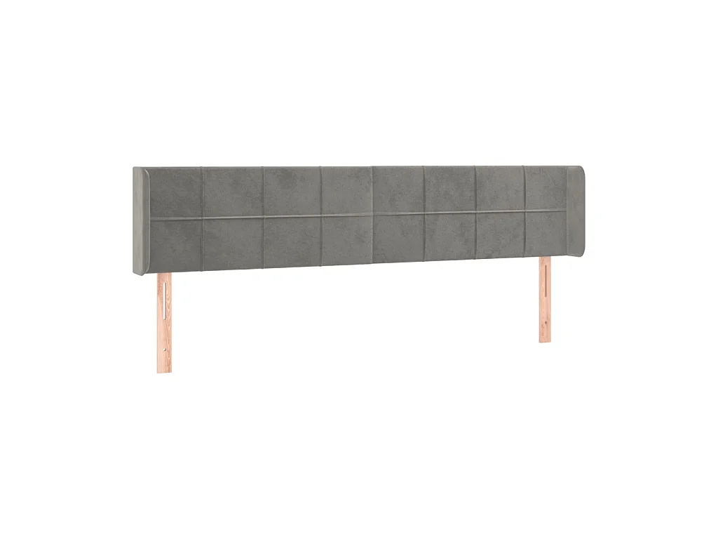 Testiera | Testata del letto ad Orecchio Grigio Chiaro 163x16x78/88 cm in Velluto