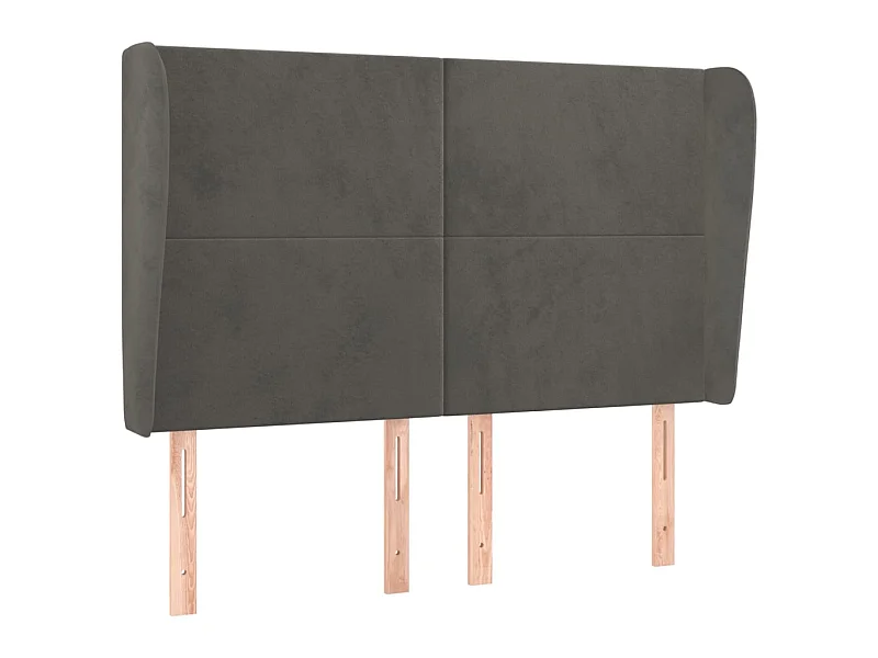 Cabecero con orejas de terciopelo gris oscuro 147x23x118/128 cm ES55868