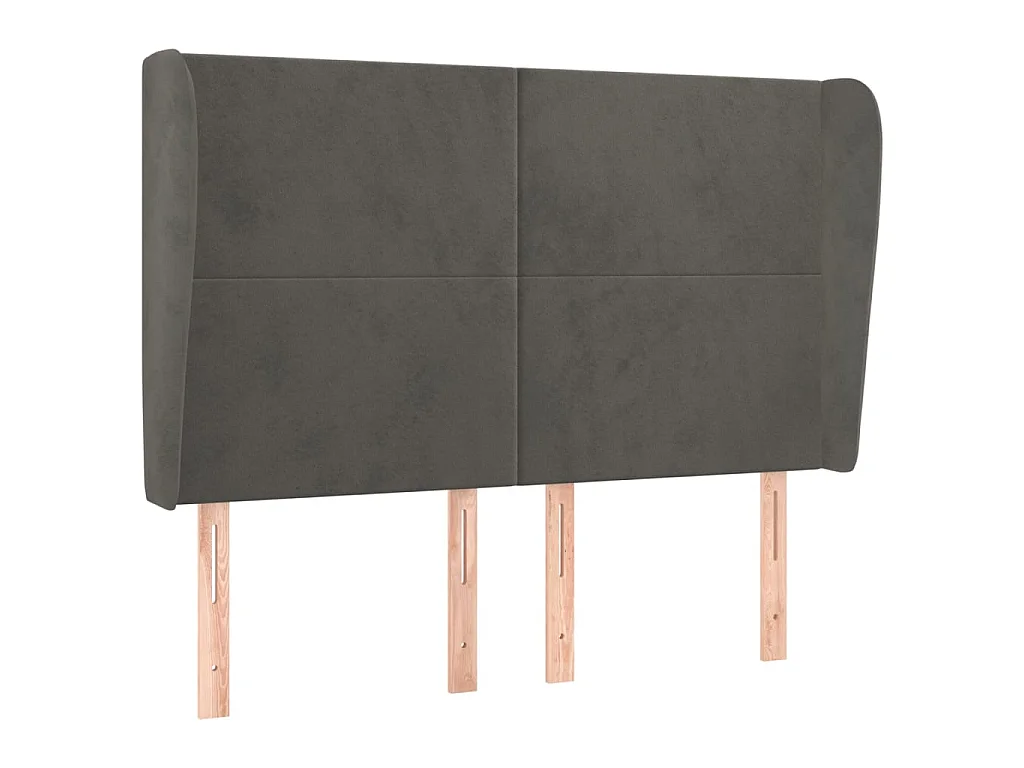 Cabecero con orejas de terciopelo gris oscuro 147x23x118/128 cm ES55868