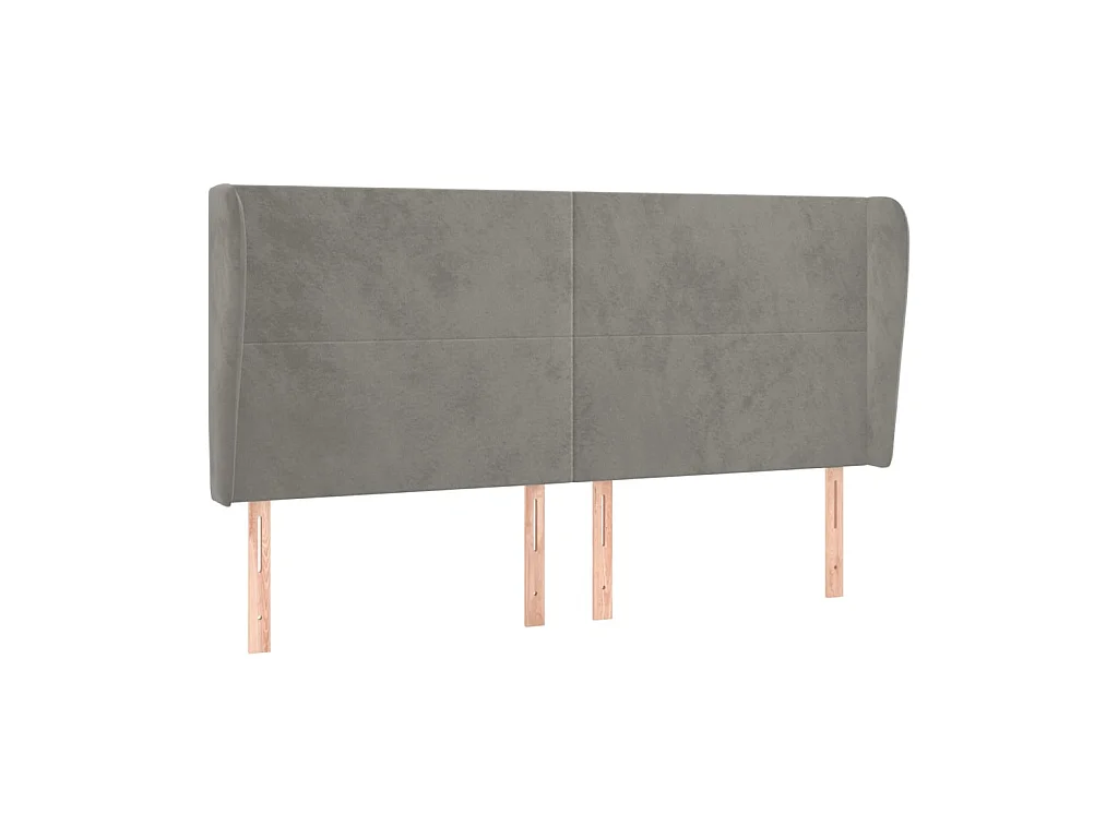 Tête de lit avec oreilles Gris clair 183x23x118/128 cm Velours POI18692 BonneVie Meuble