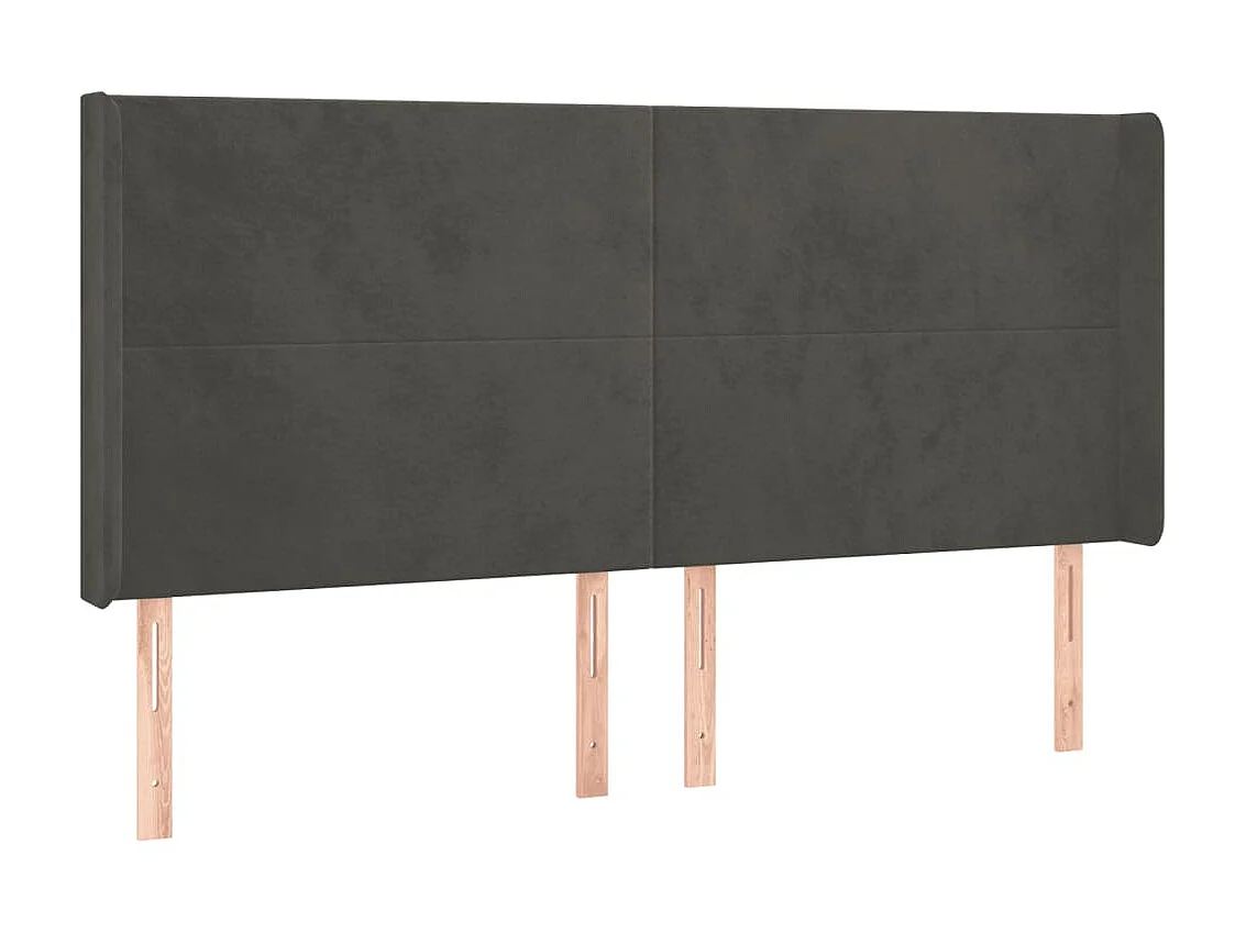 Cabeceira de cama c/ LED veludo 163x16x118/128 cm cinza-escuro PT306547