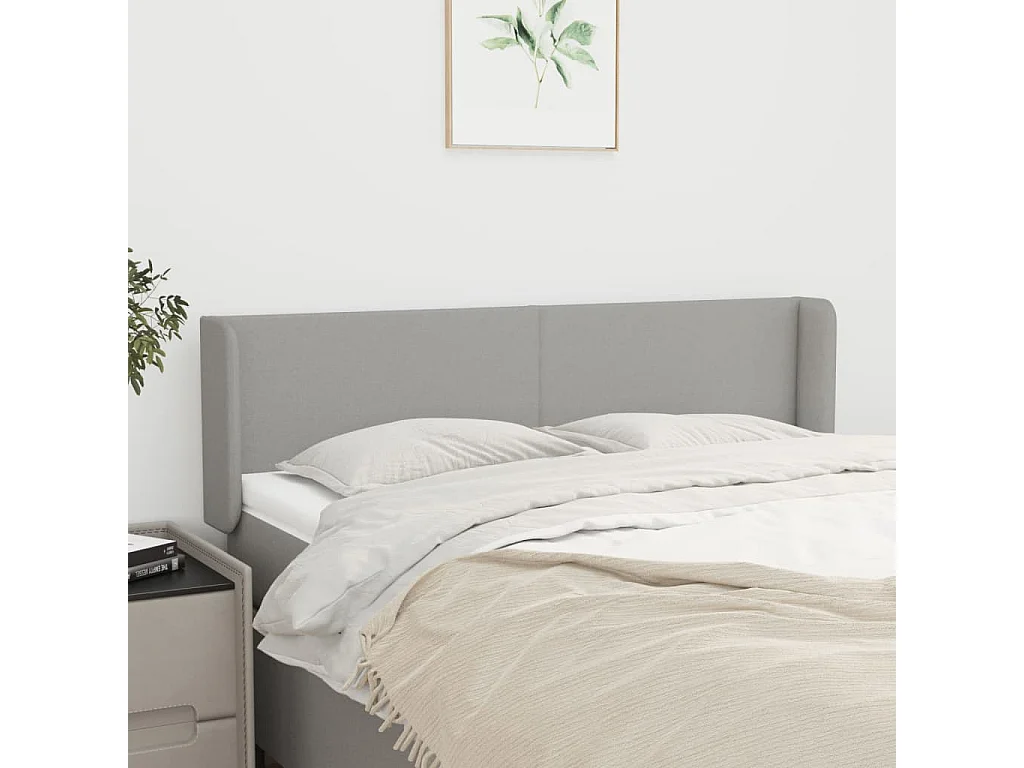 Tête de lit avec oreilles Gris clair 147x16x78/88 cm Tissu POI81514 BonneVie Meuble