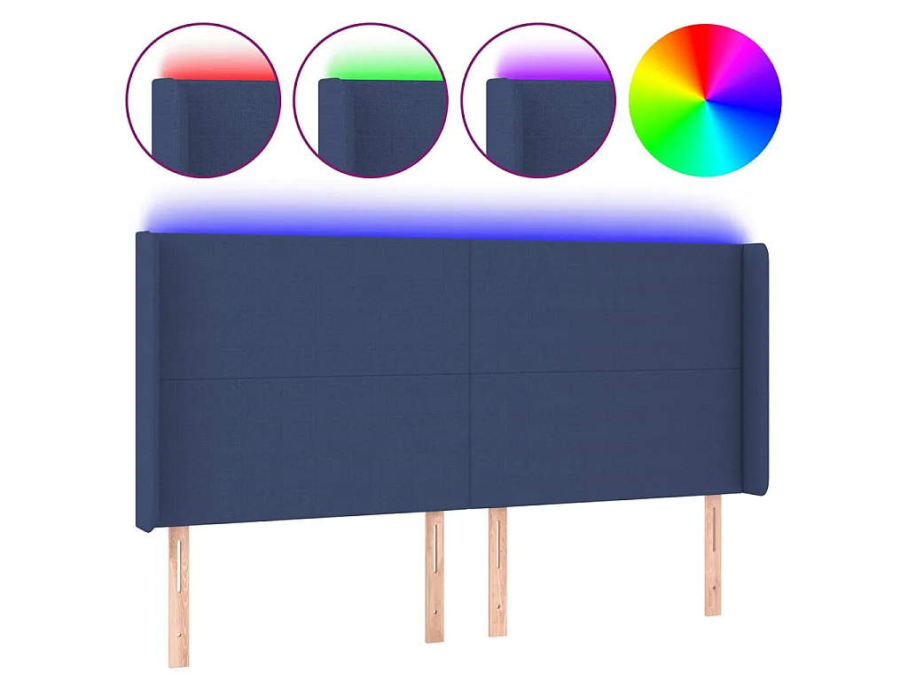 LED Kopfteil,Bettkopfteil Blau 163x16x118/128 cm Stoff -gkd938207