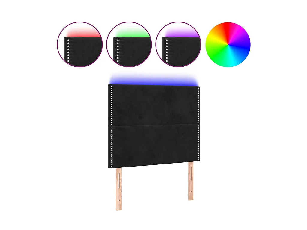 Tête de lit à LED Noir 100x5x118/128 cm Velours POI18089 BonneVie Meuble