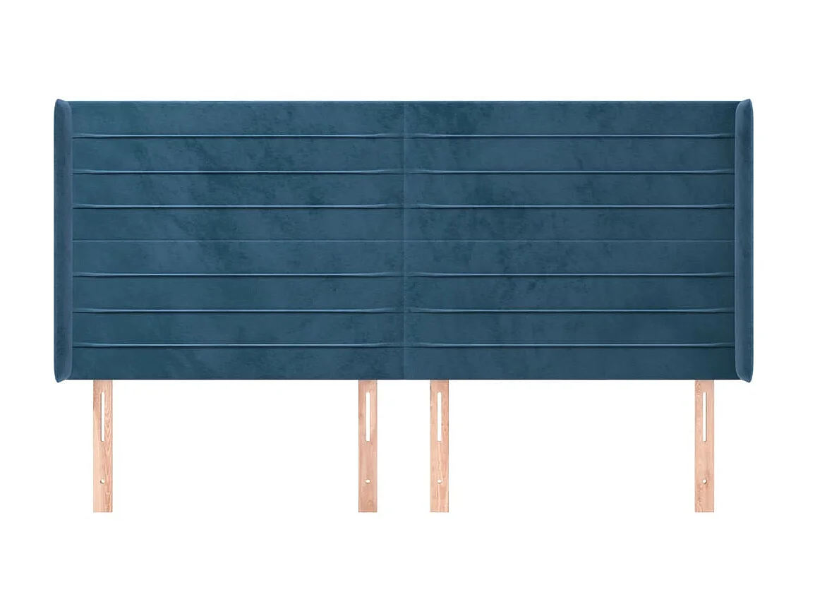 Cabecero con orejas de terciopelo azul oscuro 163x16x118/128 cm ES30625