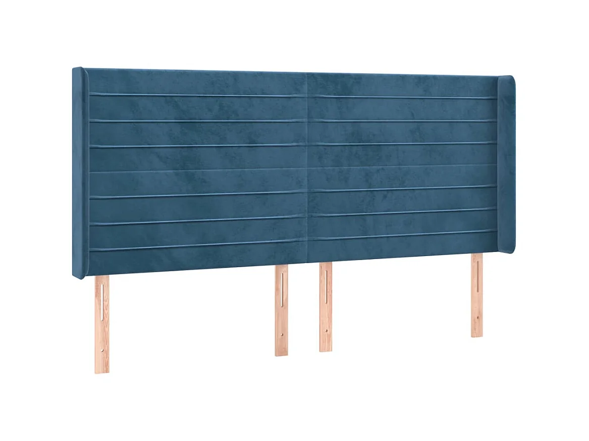 Cabeceira cama c/ abas veludo 163x16x118/128 cm azul-escuro PT402122