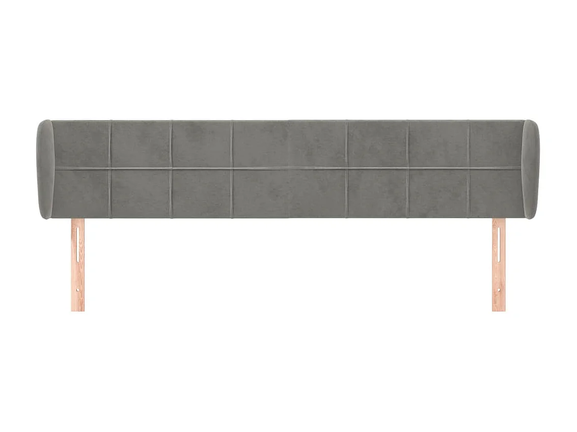 Tête de lit avec oreilles Gris clair 203x23x78/88 cm Velours POI94562 BonneVie Meuble