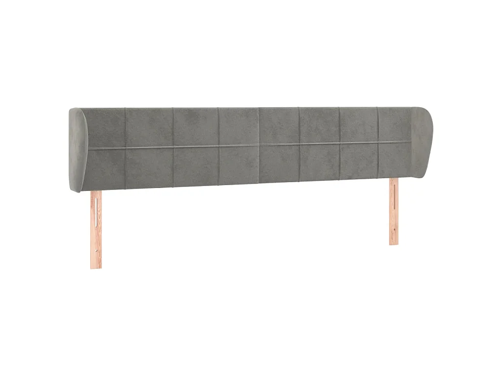 Tête de lit avec oreilles Gris clair 203x23x78/88 cm Velours POI94562 BonneVie Meuble