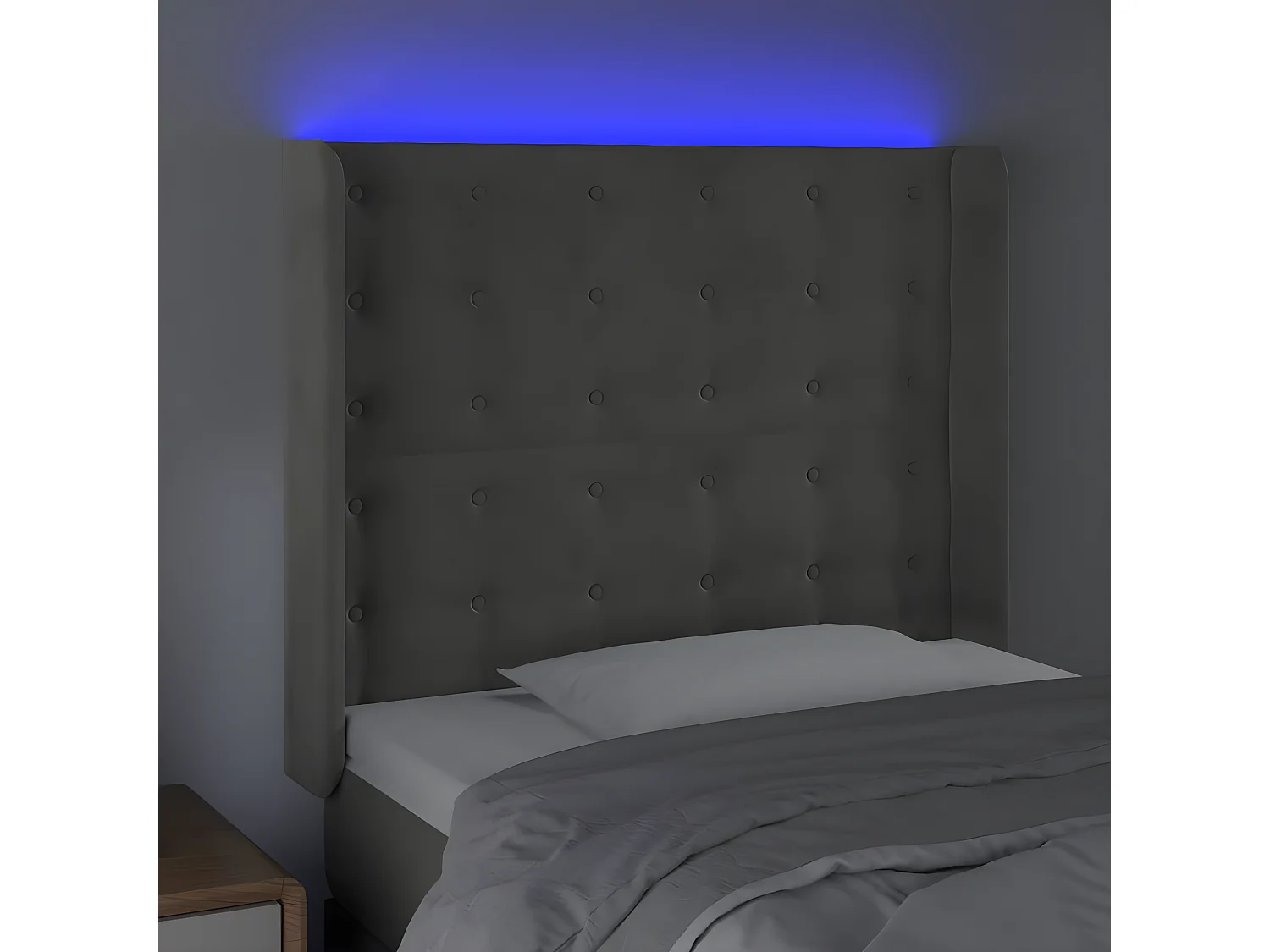 Tête de lit à LED Gris clair 103x16x118/128 cm Velours POI68670 BonneVie Meuble