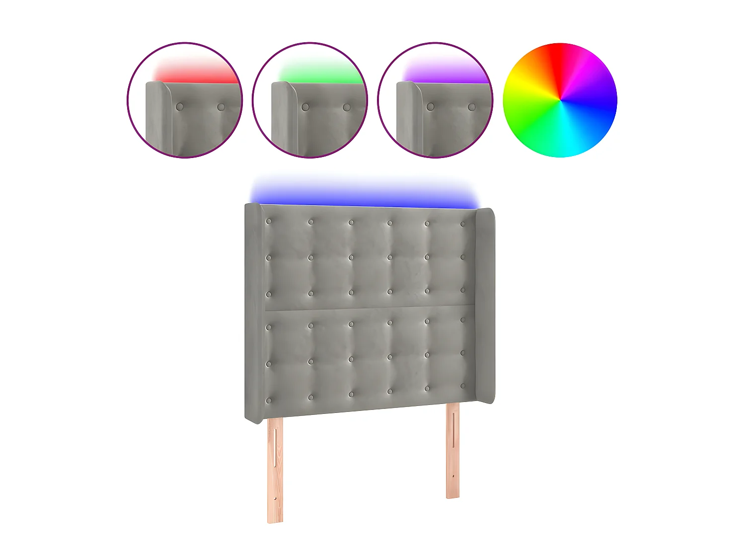 Tête de lit à LED Gris clair 103x16x118/128 cm Velours POI68670 BonneVie Meuble