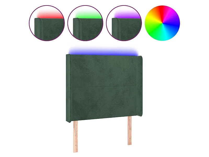 LED Kopfteil,Bettkopfteil Dunkelgrün 83x16x118/128 cm Samt -gkd384898