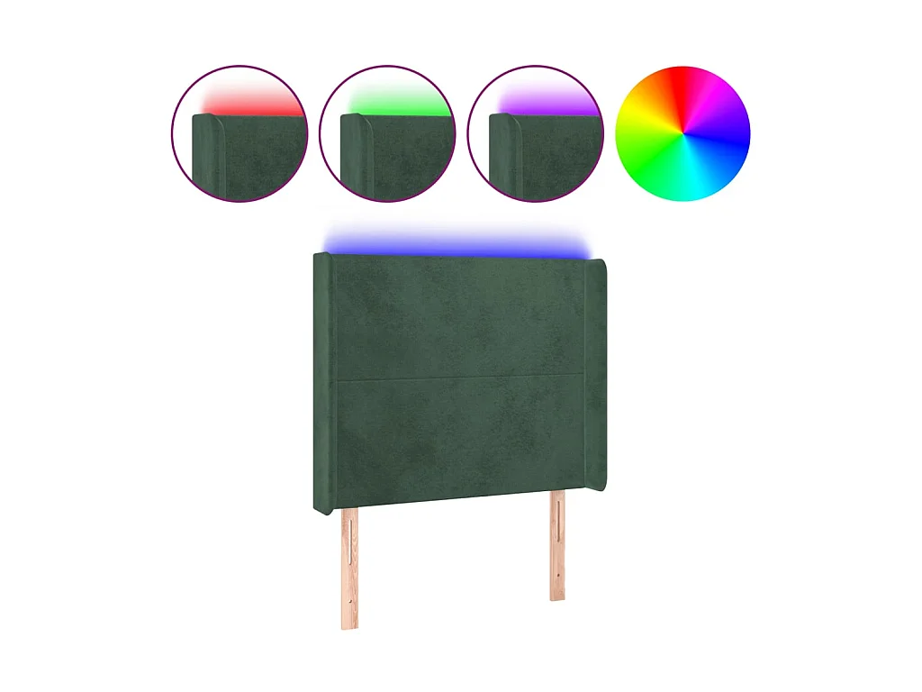 Tête de lit à LED Vert foncé 83x16x118/128 cm Velours POI40472 BonneVie Meuble