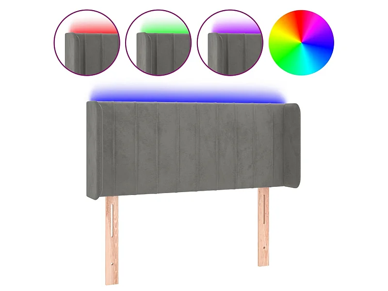 LED Kopfteil,Bettkopfteil Hellgrau 93x16x78/88 cm Samt -gkd915716