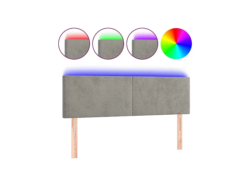 LED Kopfteil,Bettkopfteil Hellgrau 144x5x78/88 cm Samt -gkd598193