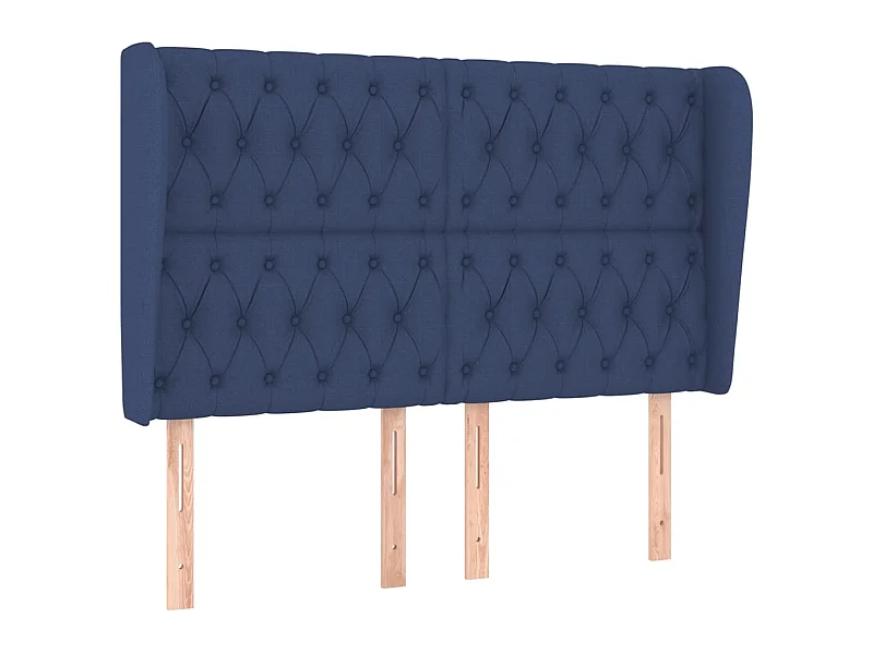 Cabeceira de cama c/ abas tecido 147x23x118/128 cm azul PT422863