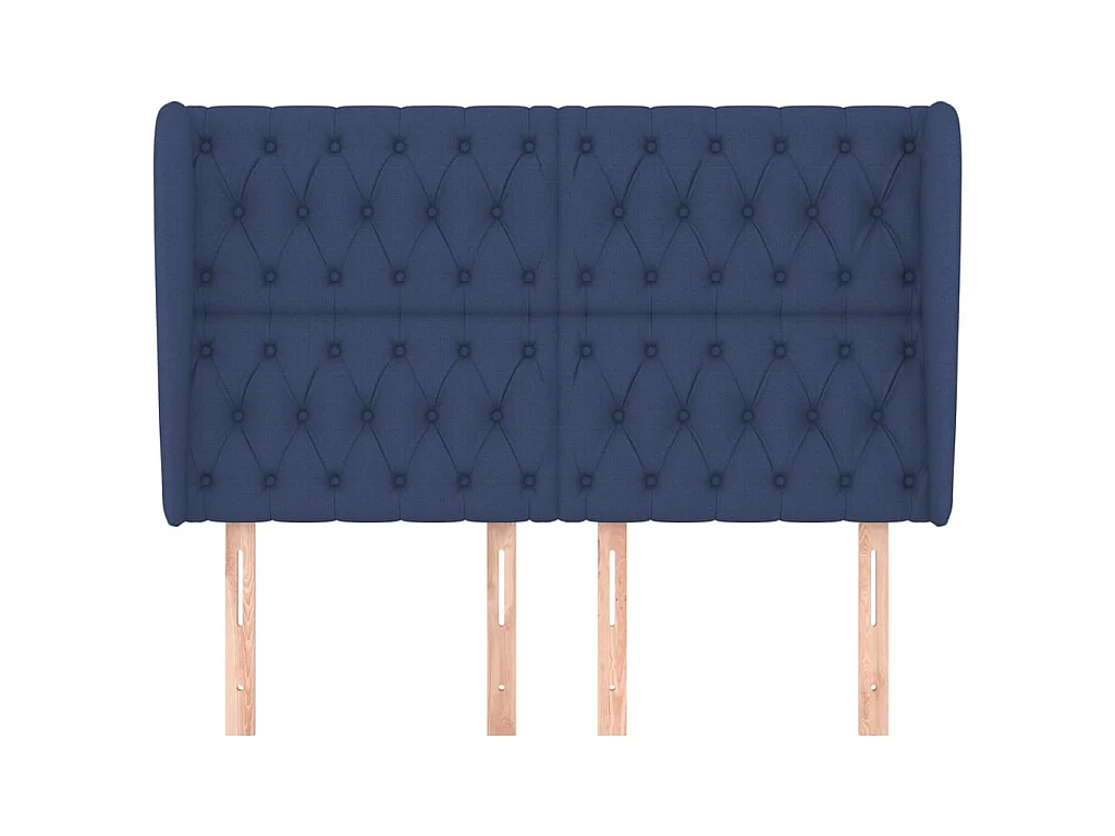 Tête de lit avec oreilles Bleu 147x23x118/128 cm Tissu POI82443 BonneVie Meuble