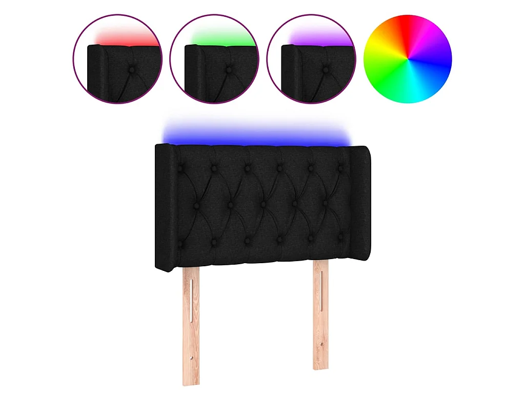 Testiera | Testata del letto a LED Nera 83x16x78/88 cm in Tessuto