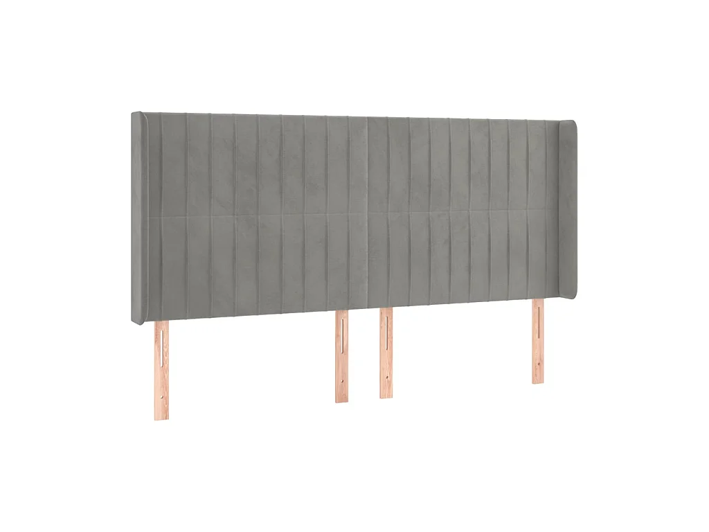 Kopfteil,Bettkopfteil mit Ohren Hellgrau 183x16x118/128 cm Samt -gkd561268