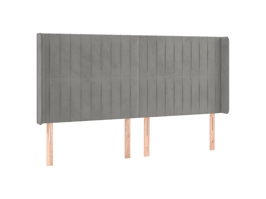 Tête de lit avec oreilles Gris clair 183x16x118/128 cm Velours POI64684 BonneVie Meuble