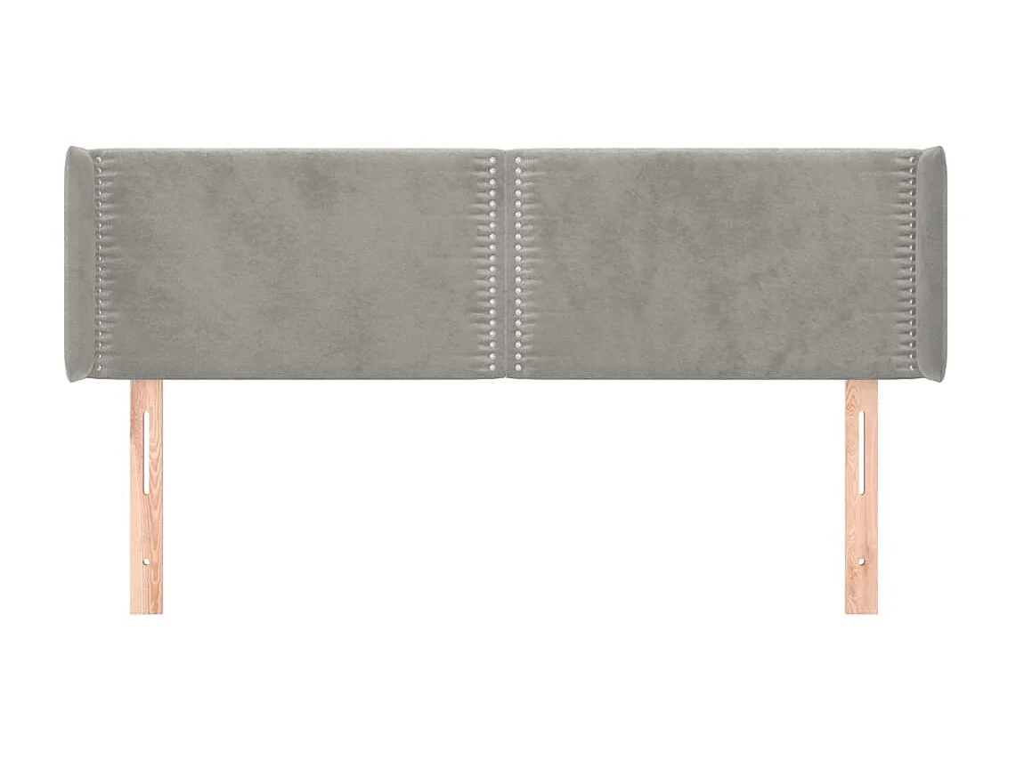 Cabeceira de cama c/ abas veludo147x16x78/88 cm cinzento-claro PT556869
