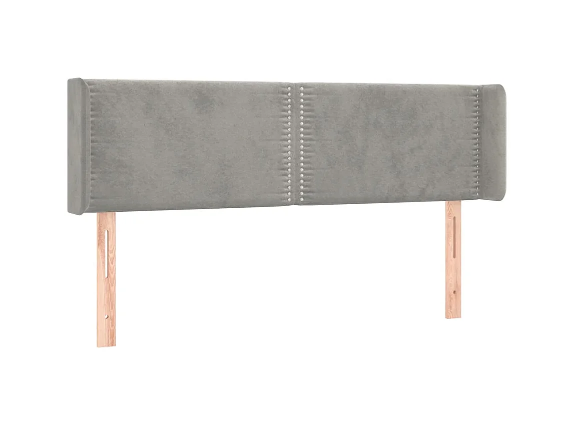 Testiera | Testata del letto ad Orecchio Grigio Chiaro 147x16x78/88 cm in Velluto