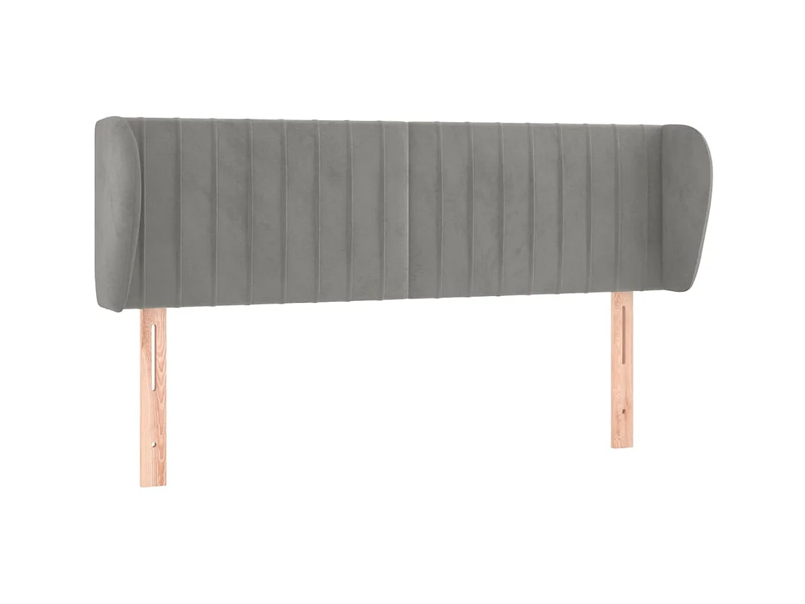 Tête de lit avec oreilles Gris clair 147x23x78/88 cm Velours POI85210 BonneVie Meuble