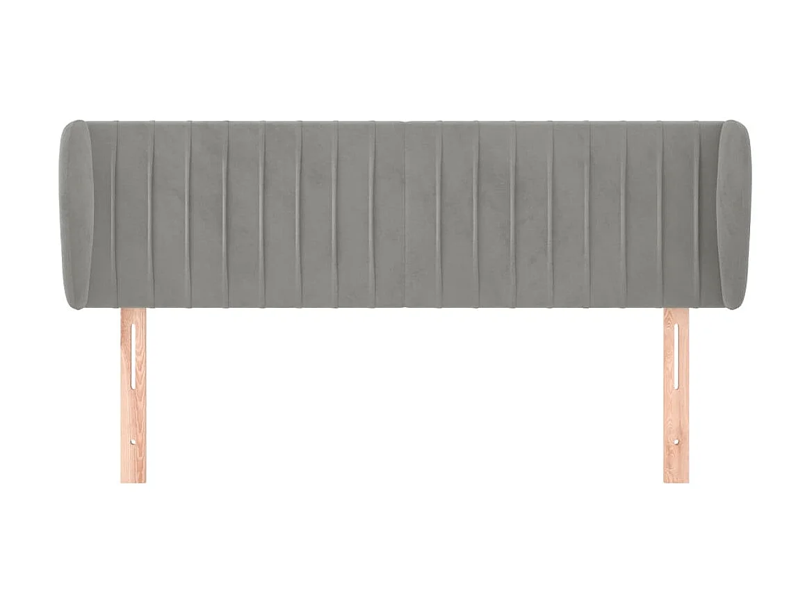 Tête de lit avec oreilles Gris clair 147x23x78/88 cm Velours POI85210 BonneVie Meuble