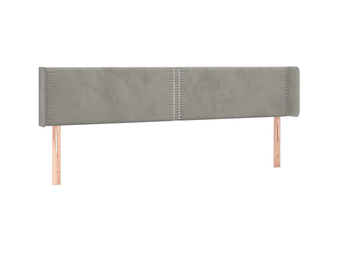 Tête de lit avec oreilles Gris clair 183x16x78/88 cm Velours POI74623 BonneVie Meuble