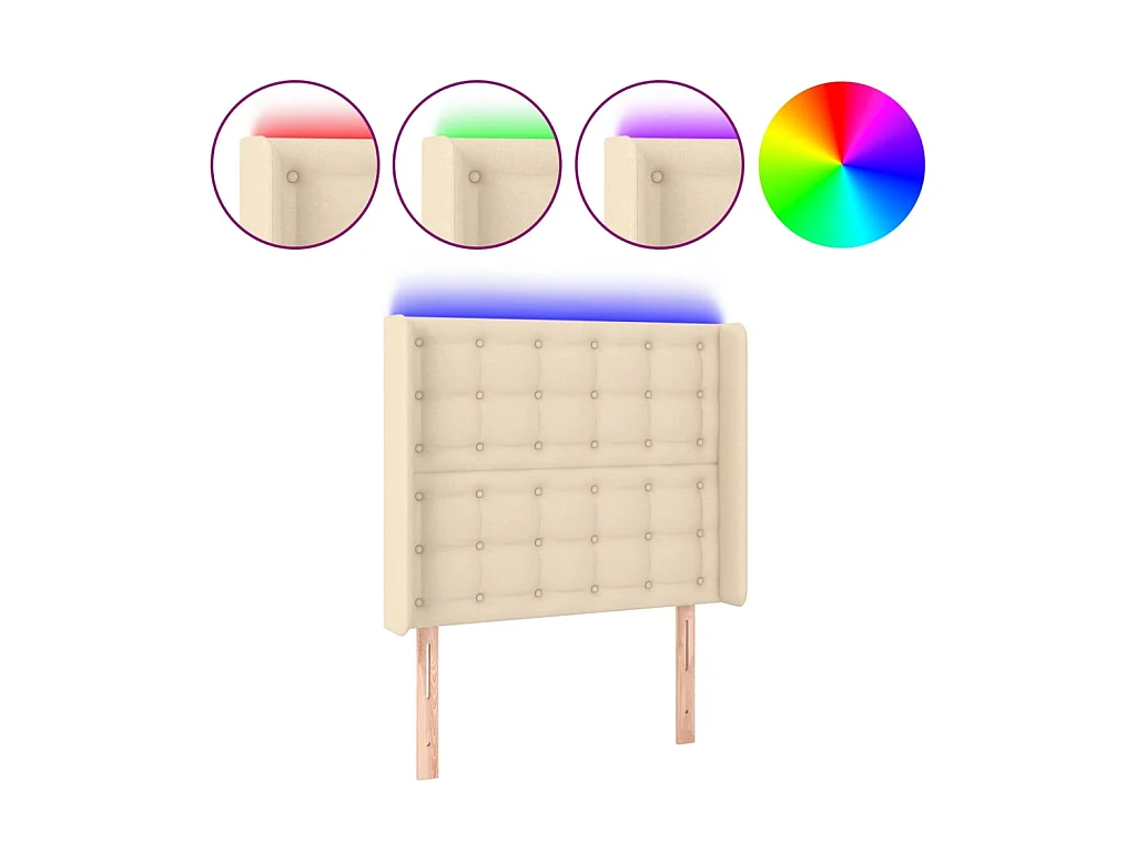 Testiera | Testata del letto a LED Crema 103x16x118/128 cm in Tessuto