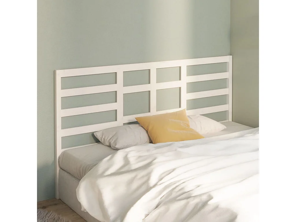 Tête de lit Blanc 206x4x104 cm Bois massif de pin POI37813 BonneVie Meuble